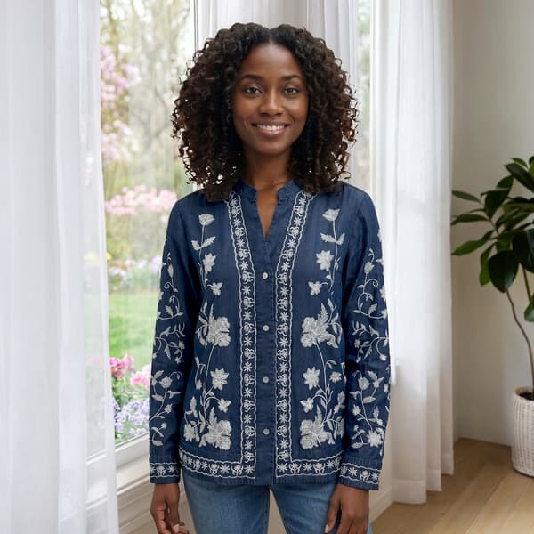 Womens Nanette Lepore Long Sleeve Split Neck Floral Blouse - image 