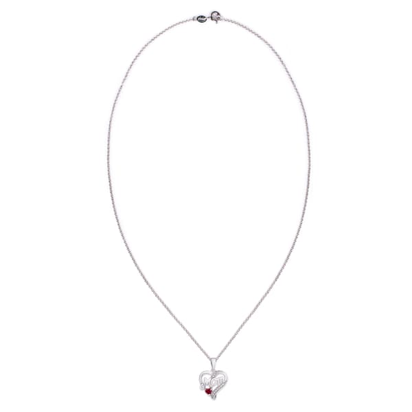 Gianni Argento Garnet & Lab Created White Sapphire Mom Pendant