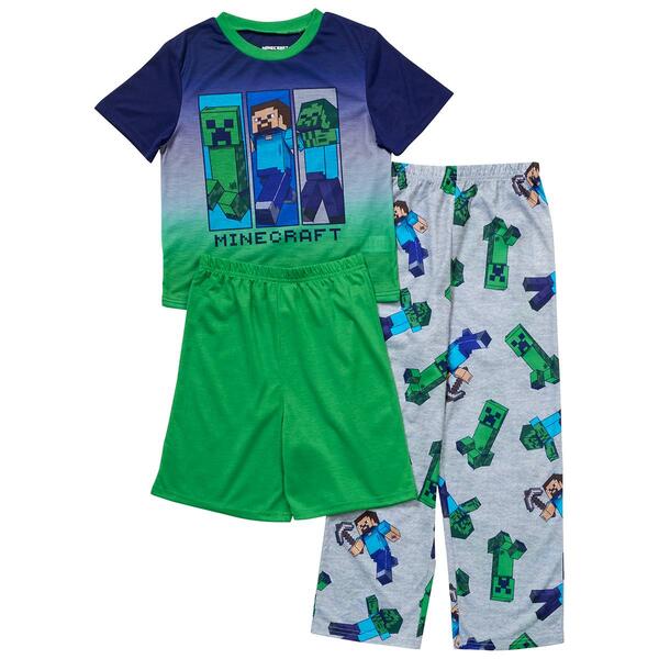Boys Minecraft T-Shirt/Pants & Shorts Pajama Set - image 