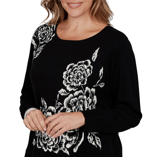 Plus Size Ruby Rd. Holiday Item Long Sleeve Floral Sweater
