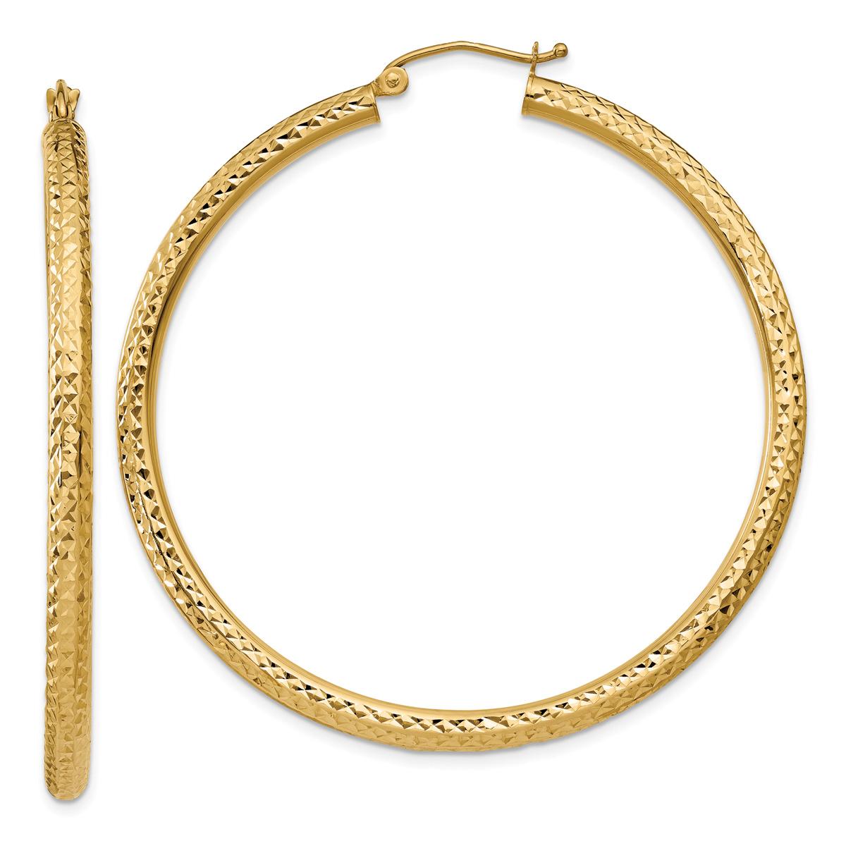 Gold Classics™ 14kt. Gold Diamond Cut 3mm Hoop Earrings