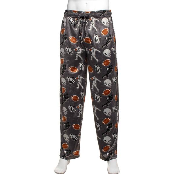 Mens Preswick & Moore(R) Grey Football Silk Fleece Pajama Pants - image 