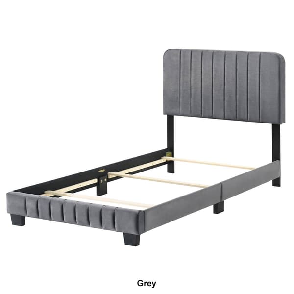 Passion Furniture Lodi Velvet Upholstered Tufted Bed Frame - Twin