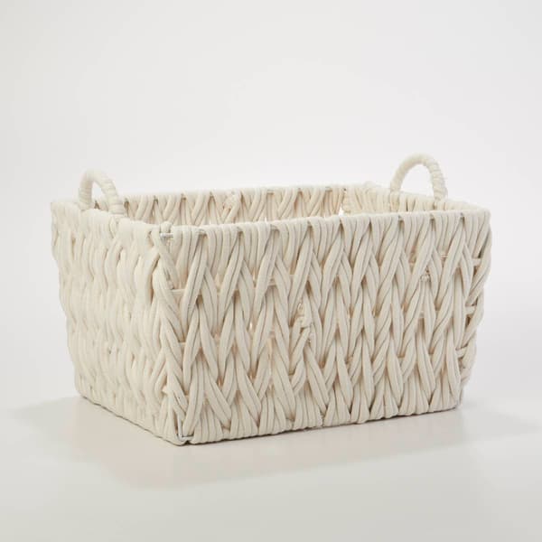 XL Braided Rectangle Cotton Rope Basket - image 