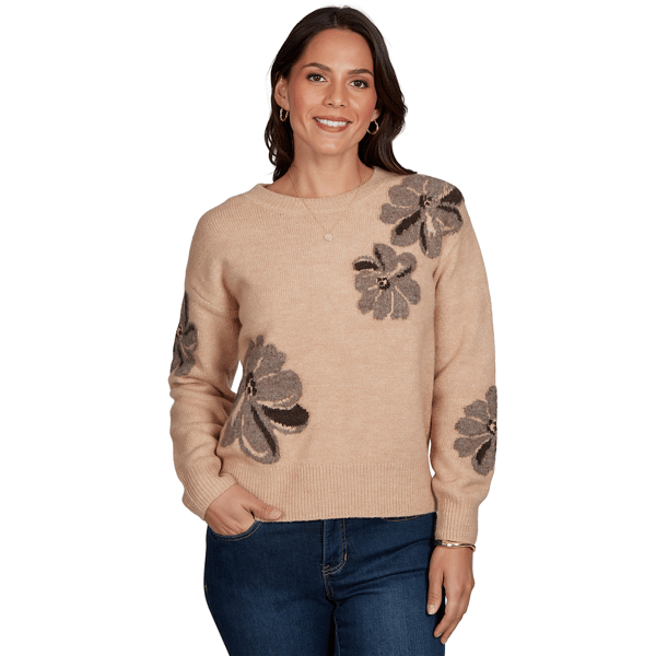 Womens Skyes the Limit Signature Sweaters Floral Print Crew Nec - image 