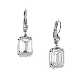 1928 Silver-Tone Square Crystal Drop Earrings