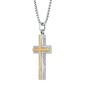 Mens Lynx Damascus Steel 24in. Gold-Tone IP Cross Chain Pendant - image 2