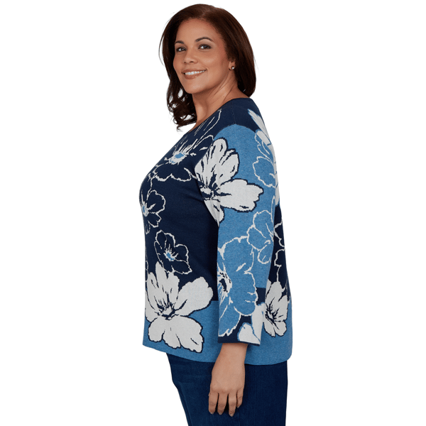 Plus Size Alfred Dunner Good To Go Floral Patch Sweater