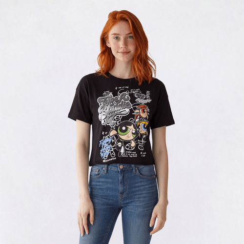 Juniors Southpole Powerpuff Girl Crop Tee - image 