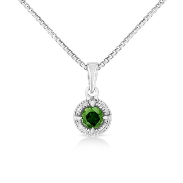 Radiant Rainbow&#40;tm&#41; 1/5ctw. Green Diamond Solitaire Pendant - image 