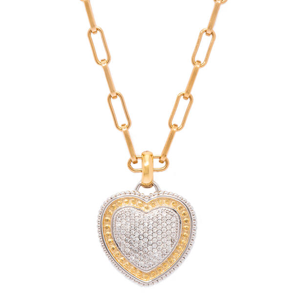 Gianni Argento Diamond Heart Paperclip Pendant - image 