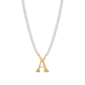 1928 16in. Gold-Tone A Initial Pearl Pendant - image 1