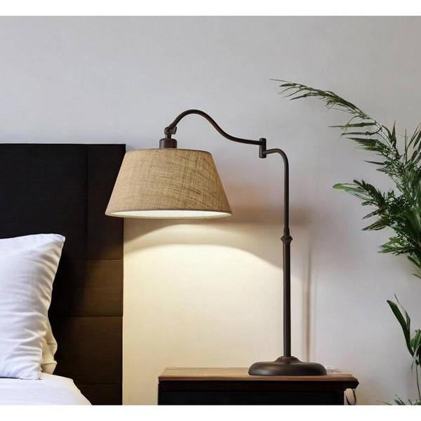 HomeRoots Dark Bronze Swing Arm Adjustable Table Lamp
