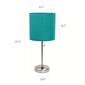 LimeLights Brush Steel Lamp w/Charging Outlet/Teal Shade-Set of 2 - image 4