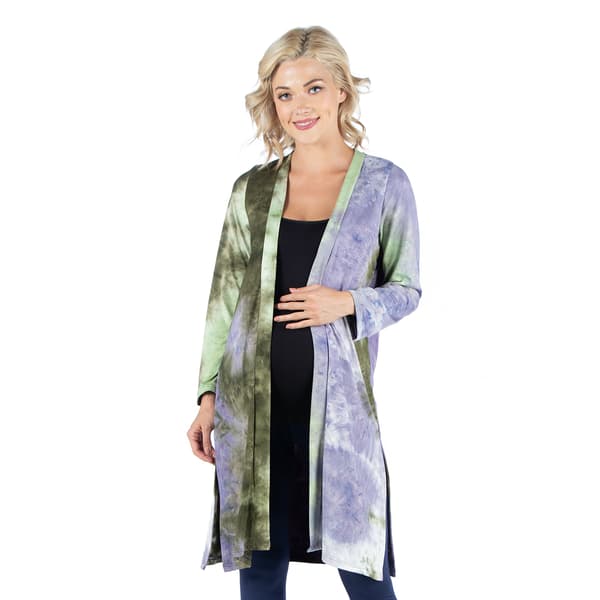 Plus Size 24/7 Comfort Apparel Open Tie-Dye Maternity Cardigan - image 
