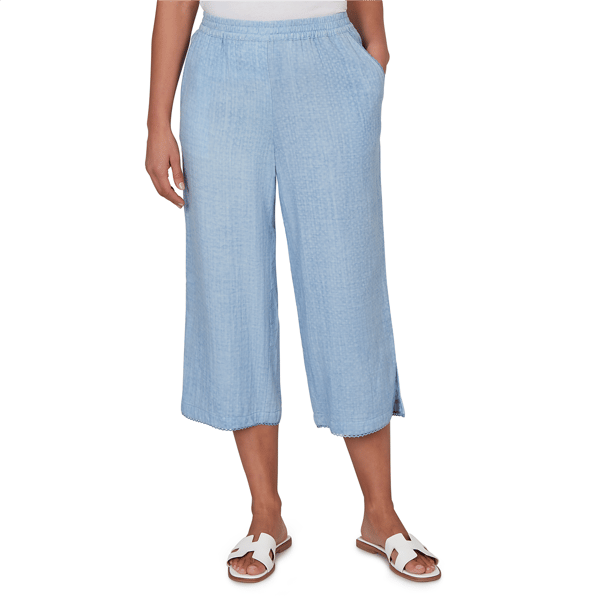 Petite Ruby Rd. French Riviera Pull On Wide Leg Capris - image 