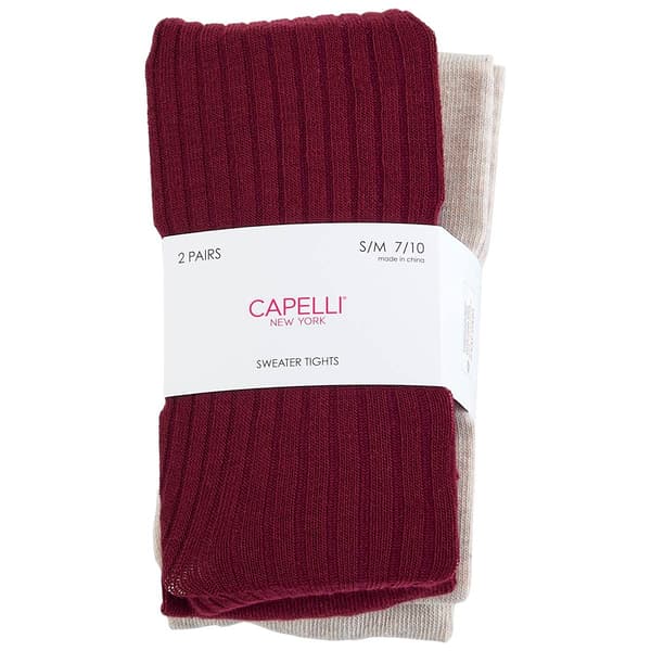 Girls Capelli New York 2pk. Ribbed Solid Sweater Tights - image 