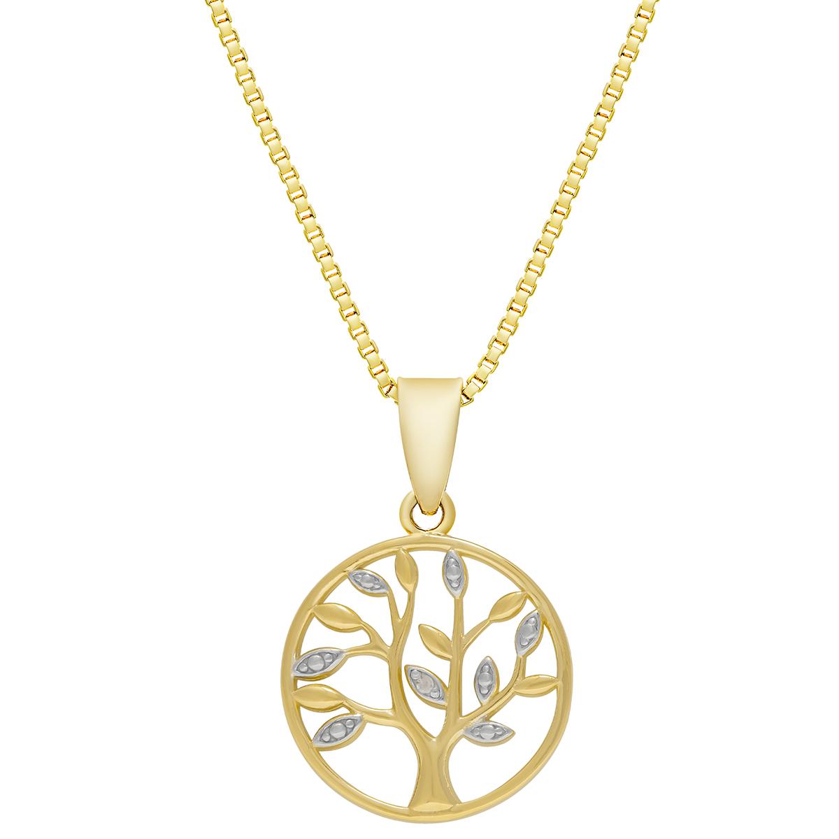 Gianni Argento Gold Over Sterling Diamond Tree of Life...