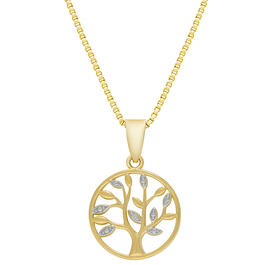 Gianni Argento Gold Over Sterling Diamond Tree of Life Pendant