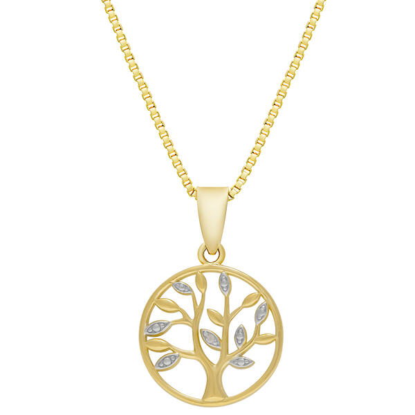 Gianni Argento Gold Over Sterling Diamond Tree of Life Pendant - image 