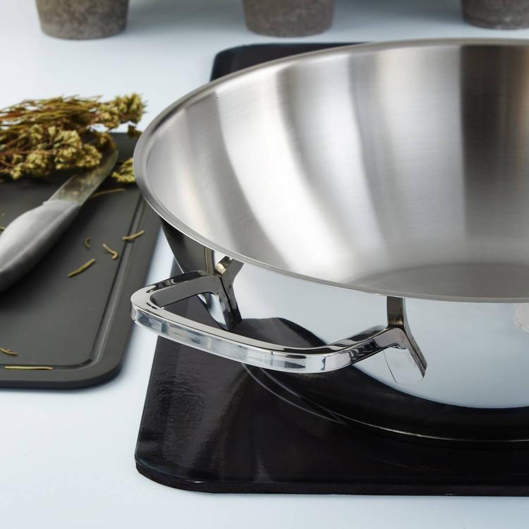 BergHOFF Helix Stainless Steel 12in. Wok Pan w/ Glass Lid