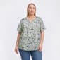 Plus Size Emily Daniels Short Sleeve Leaf Split Neck Blouse - image 1