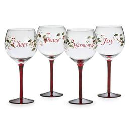 Pfaltzgraff(R) Winterberry Sentiment Wine Glasses - Set of 4