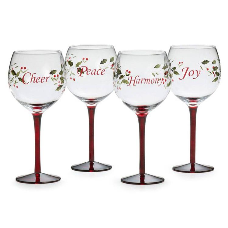 Pfaltzgraff(R) Winterberry Sentiment Wine Glasses - Set of 4