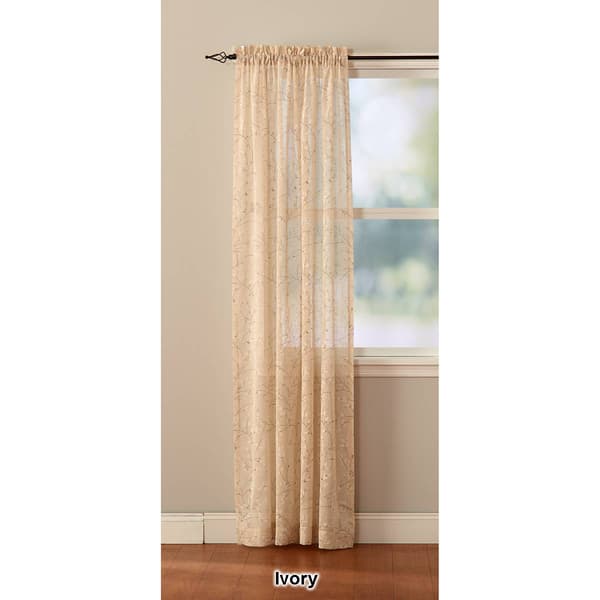 Willow Print Linen Textured Rod Pocket Curtain Panel