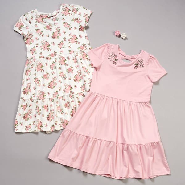 Girls (4-6x) BTween(R) 2pk. Floral Short Sleeve Bow Back Dresses