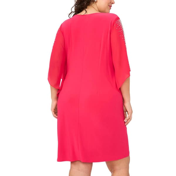 Plus Size MSK 3/4 Angel Sleeve Solid Side Ruched Sheath Dress