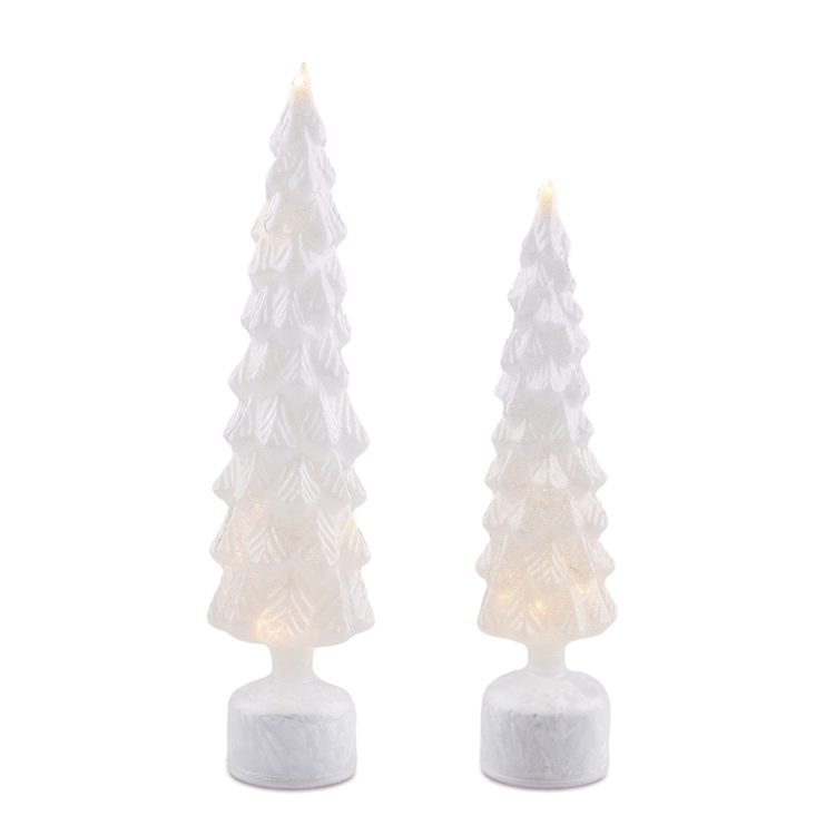 Melrose Rotating LED Glass Christmas Tree - Set of 2