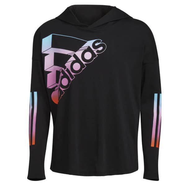 Girls &#40;7-16&#41; adidas&#40;R&#41; Long Sleeve Hooded Curved Hem Tee - image 