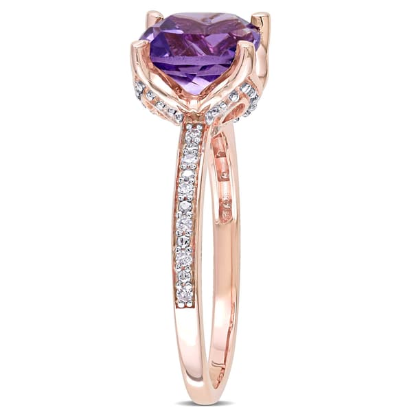Gemstones Classics™ 10kt. Rose Gold Cushion-Cut Amethyst Ring
