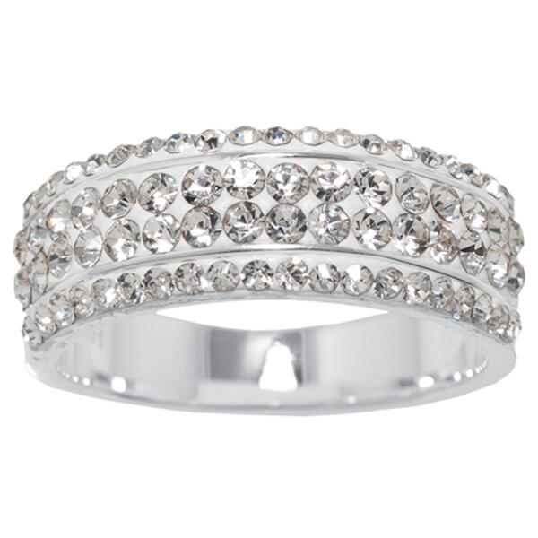 Fine Silver Plated Clear Crystal Eternity Band - image 