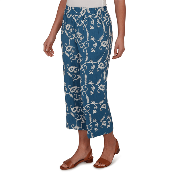 Petite Skye’s the Limit Summer Spice Embroidery Wide Leg Pants