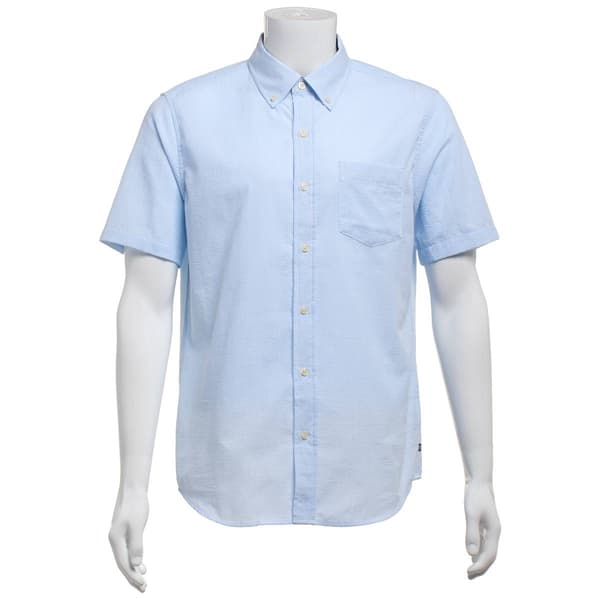 Mens Chaps Seersucker Plaid Button Down Shirt - Beach Blue - image 