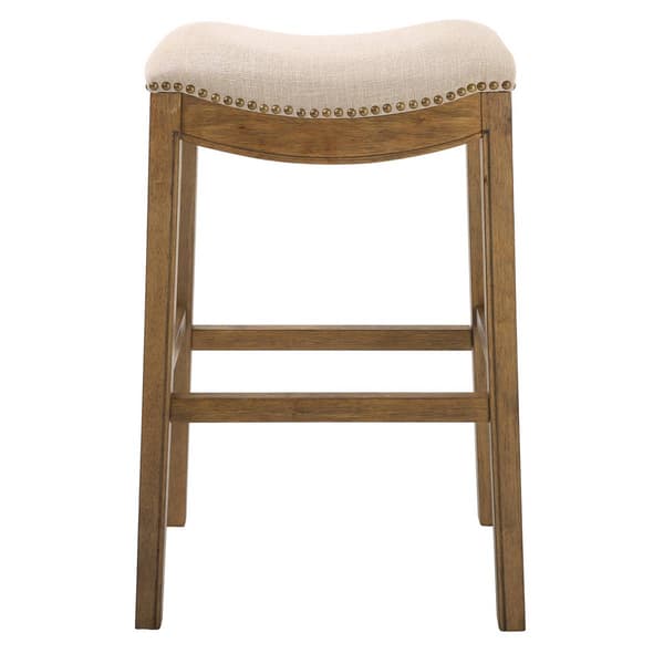 New Ridge Home Goods Sadie Natural Wood Bar-Height Barstool