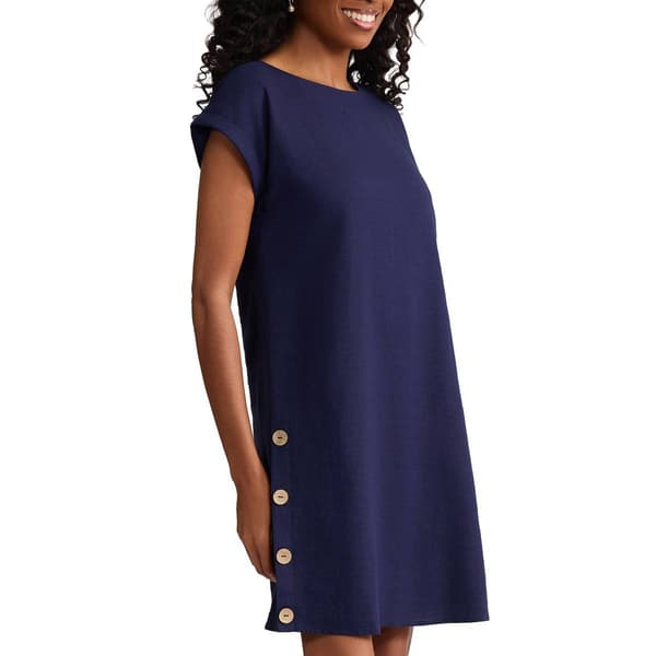 Womens Jones New York Short Sleeve Side Button Shift Dress