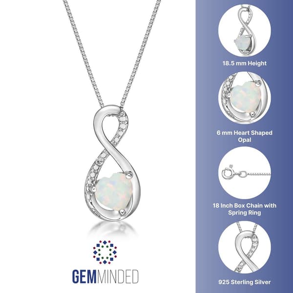 Gemminded Sterling Silver 6mm Heart Created Opal Pendant