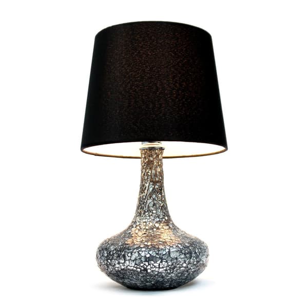 Simple Designs Mosaic Tiled Glass Genie Table Lamp w/Fabric Shade