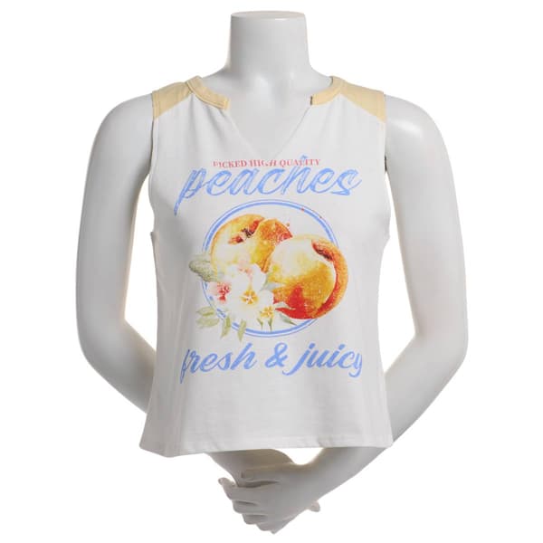 Juniors No Comment Washed Color Block Fresh Peaches Tank Top