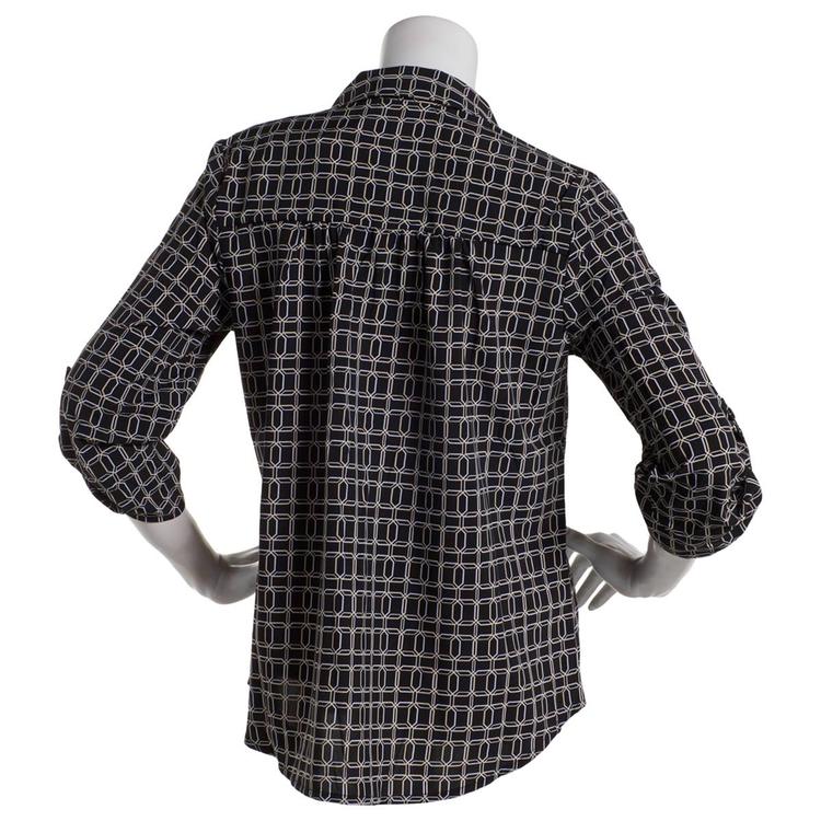 Womens Notations Geometric Equipment Casual Button Down