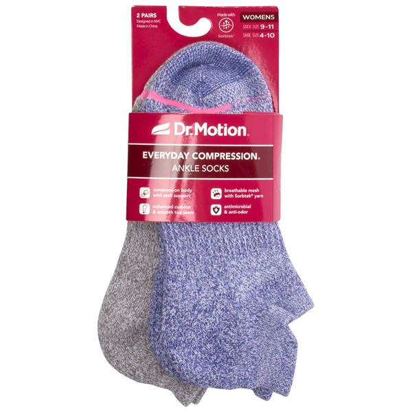 Womens Dr. Motion 2pk. Marled Low Cut Compression Socks - image 