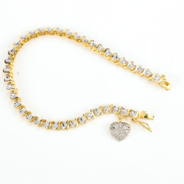 Accents Diamond Accent Bracelet with Pave Heart Charm - image 