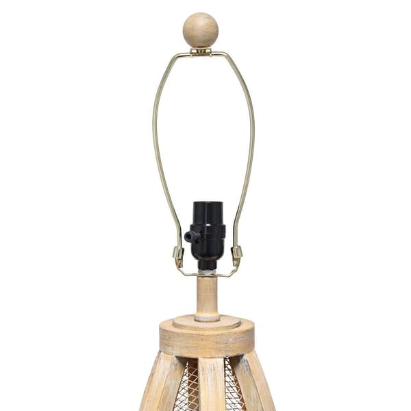 Lalia Home Barnlitt Wooded Arch Farmhouse Table Lamp w/Shade