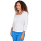 Womens Hearts of Palm Embraceable Blue Square Neck Blouse - image 3