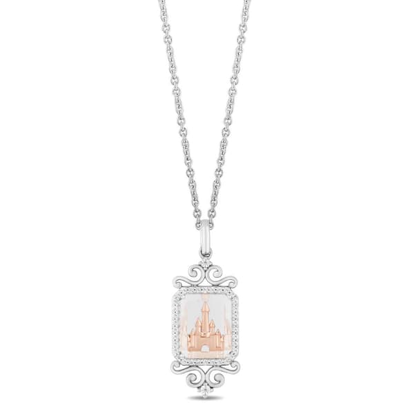 Enchanted by Disney Sterling Silver Rose Gold Castle Pendant - image 