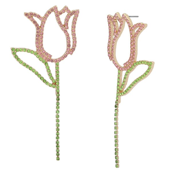 Betsey Johnson Spring Chick Tulip Statement Earrings - image 