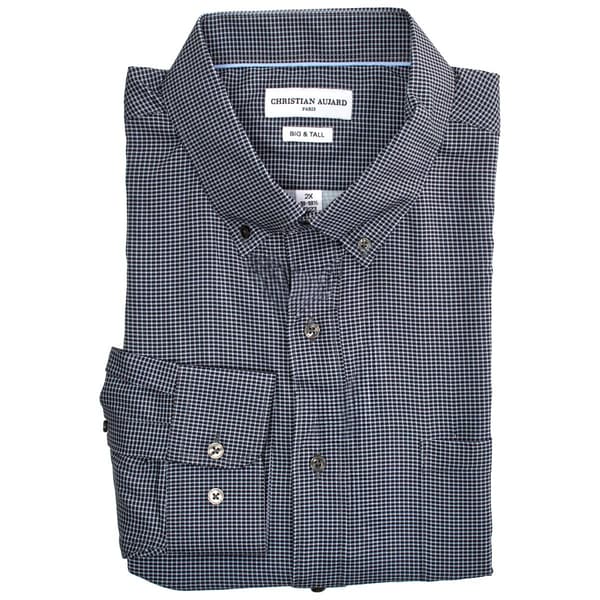Mens Big & Tall Christian Aujard Checkered Dress Shirt - Black